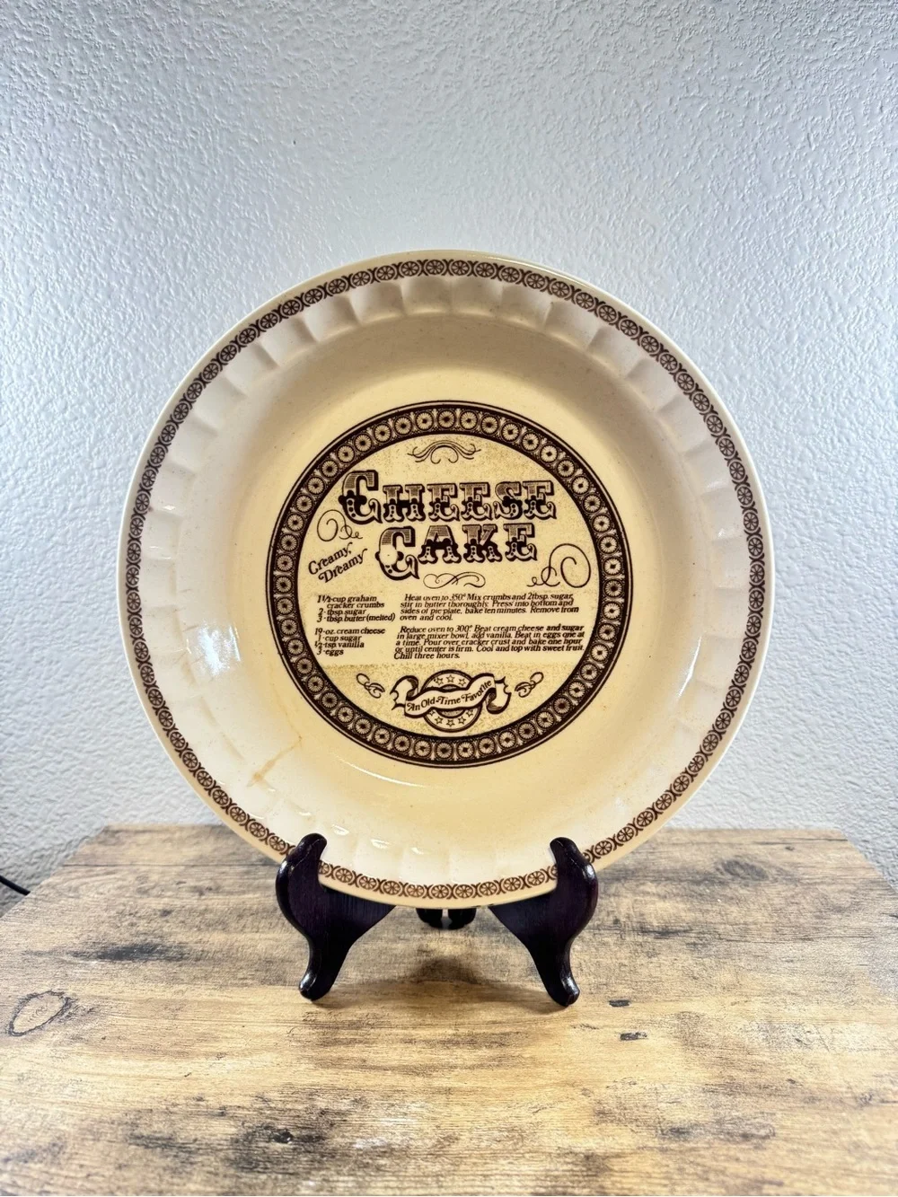 Vintage Royal China Jeannette Cheesecake Recipe Pie Plate - Made in USA